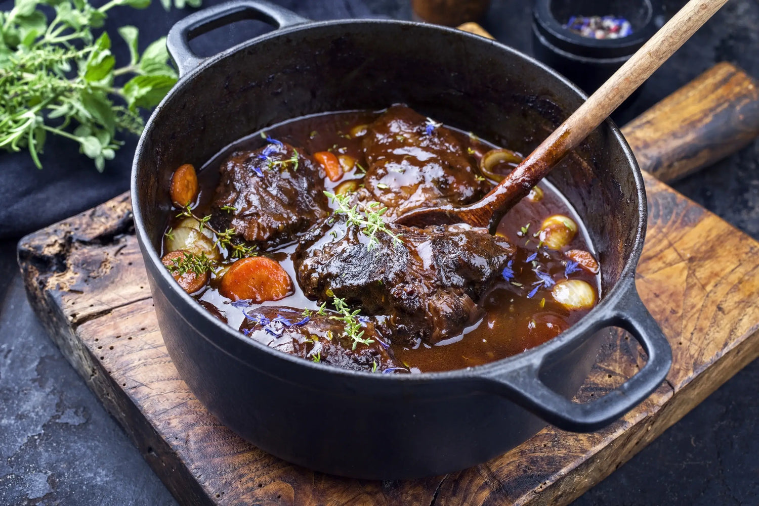 Traditional Beef Bourguignon French dishes served on Paris food tour in Montmartre